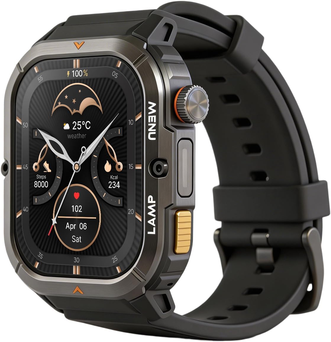 AGM Legion 3 Ultra Rugged Smartwatch, 1.95" AMOLED Display, 5ATM Waterproof, Bluetooth Calling/Message, SPO₂/Heart Rate/Sleep/Motion Tracking, 100+ Sport Modes, Multiple Reminders/Flashlight