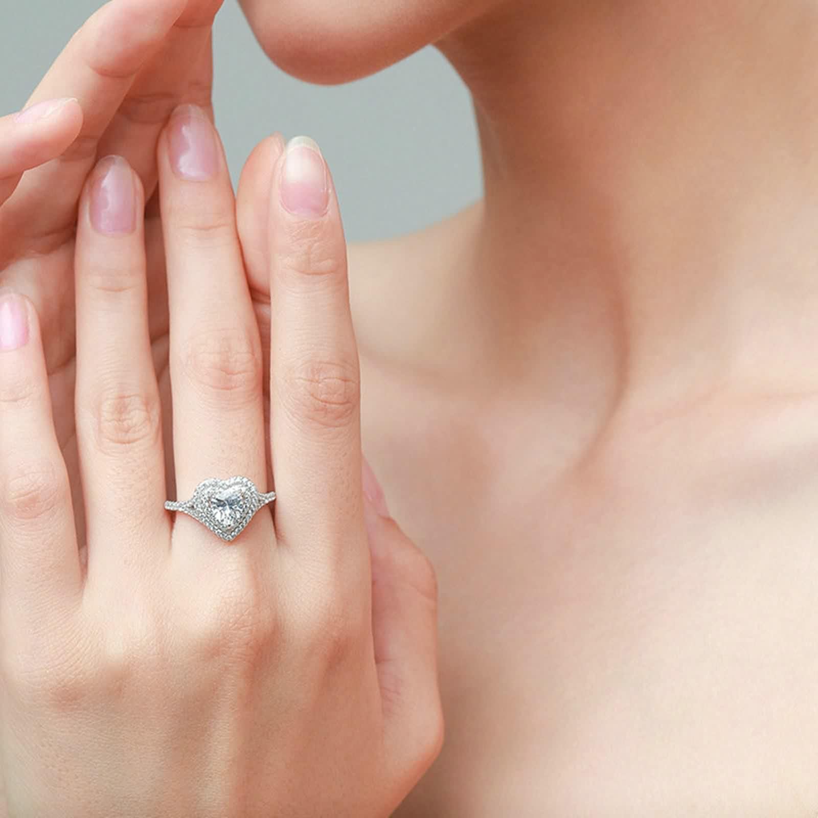 Moissanite pierścień, pierścionek złoto 375 prawdziwe złoto luksusowe serce z moissanitem 9K białe złoto srebro