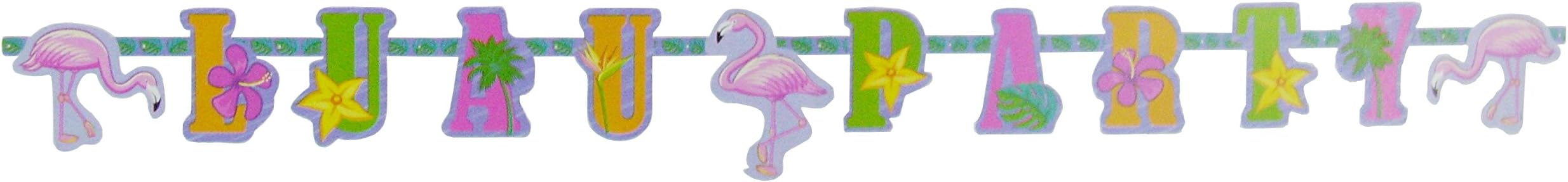 Hawaiian Luau Tiki Party Letter Banner (Pink Flamingo)