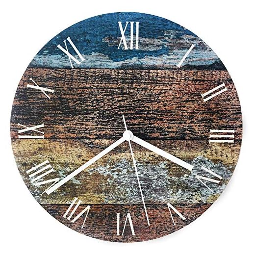 Yoillione träväggklocka köksklockor för sovrum, dekorativ väggklocka unik väggklocka konstklocka, modern tystnad klocka fransk shabby chic klocka style E