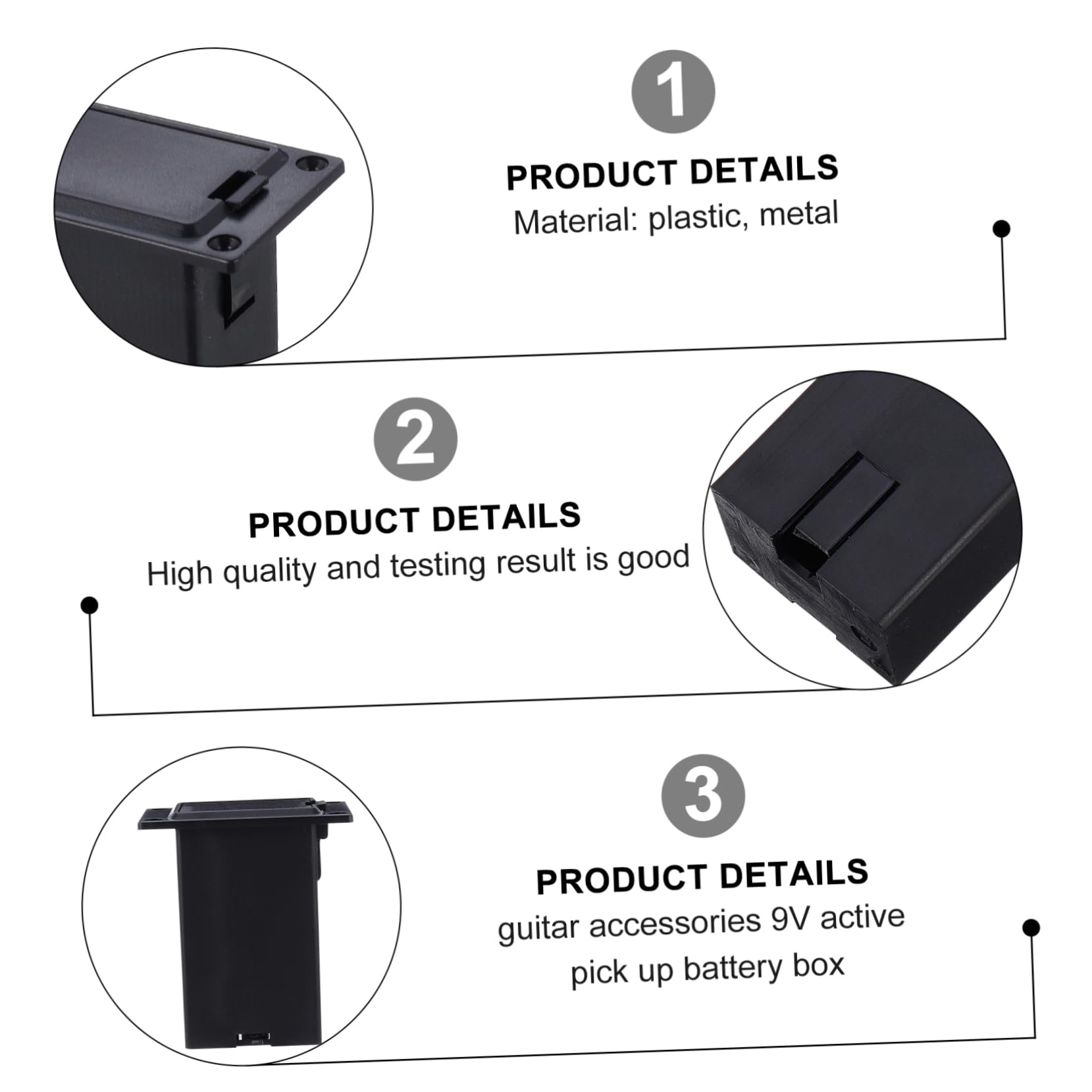 HEMOTON 3pcs 9v Guitar Pickup Battery Box Replacement Portable Battery Compartment for Active Bass Pickup