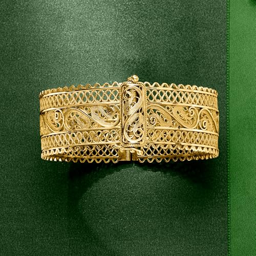 Ross-Simons 18kt Gold Over Sterling Wide Filigree Bangle Bracelet4