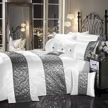 SPARKLE SEQUIN Luxury Diamante Bedding Bedroom Collection White (Super king Duvet Cover Inc P/Case)