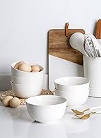 Vista 6 de Sweese Juego de 6 cuencos de porcelana de 20 onzas, duraderos para cereales, sopa, arroz, pasta, ensalada, avena, aptos para microondas y Blanco