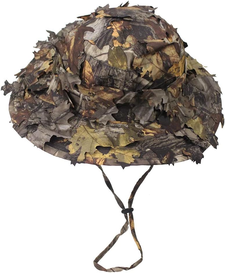 3D Leaves Camo Ghillie Hats Outdoor Sun Protection Fishing Hunting Cap Wide Brim Flap Hat