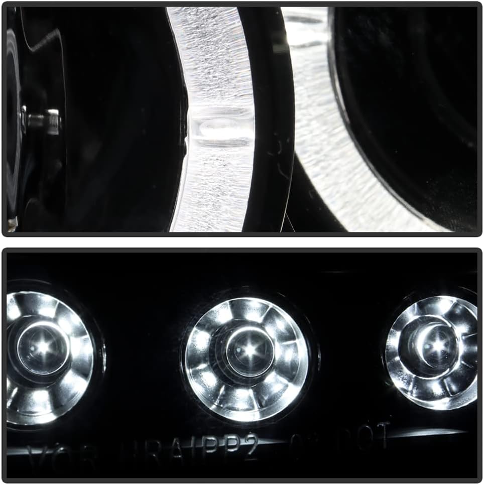 AKKON - For Scion tC Sport Coupe Black Bezel Dual Projector LED Headlights Replacement Left/Passenger Lamps