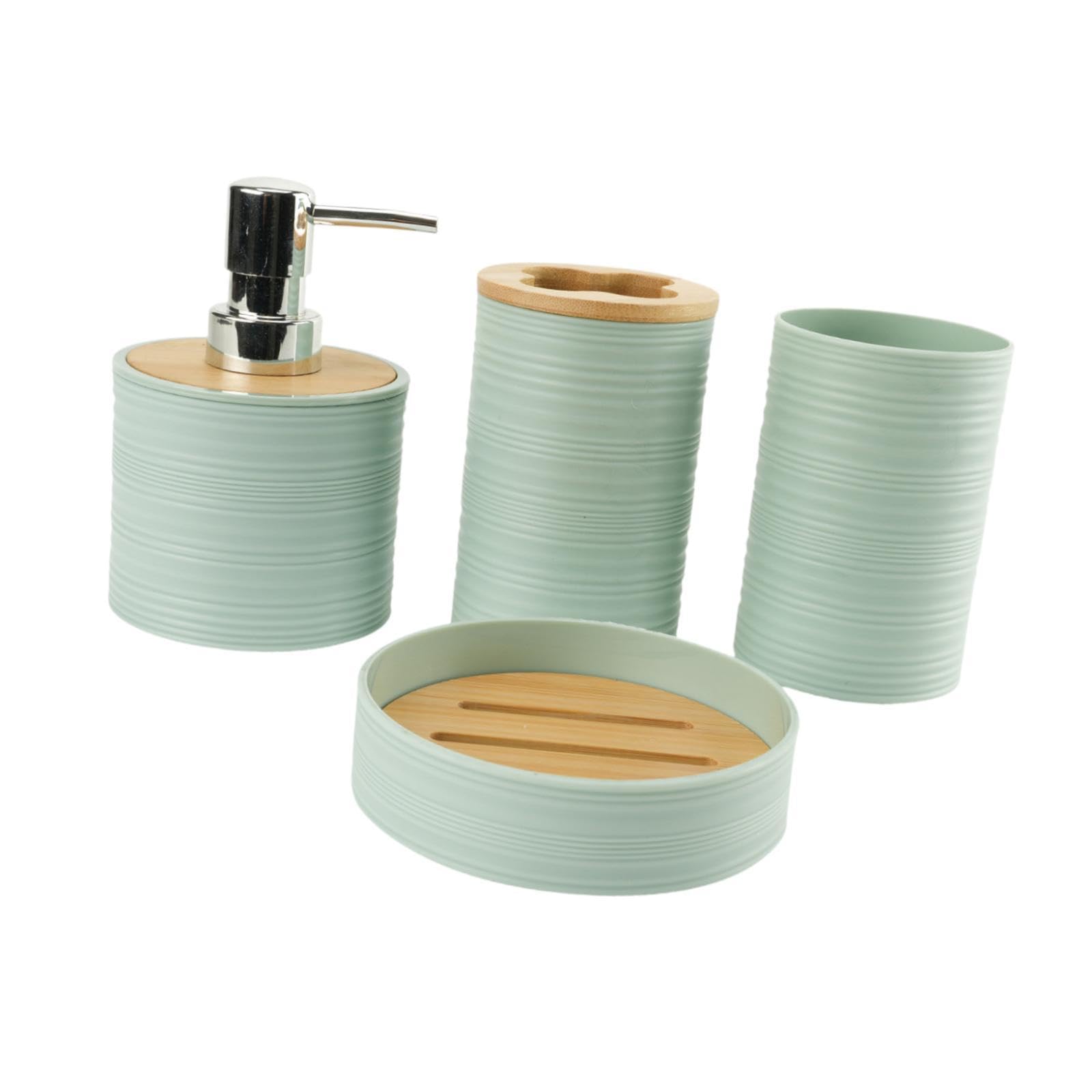 Zahari Home Ensemble de 4 accessoires de salle de bain Capri - Distributeur de savon moderne et
