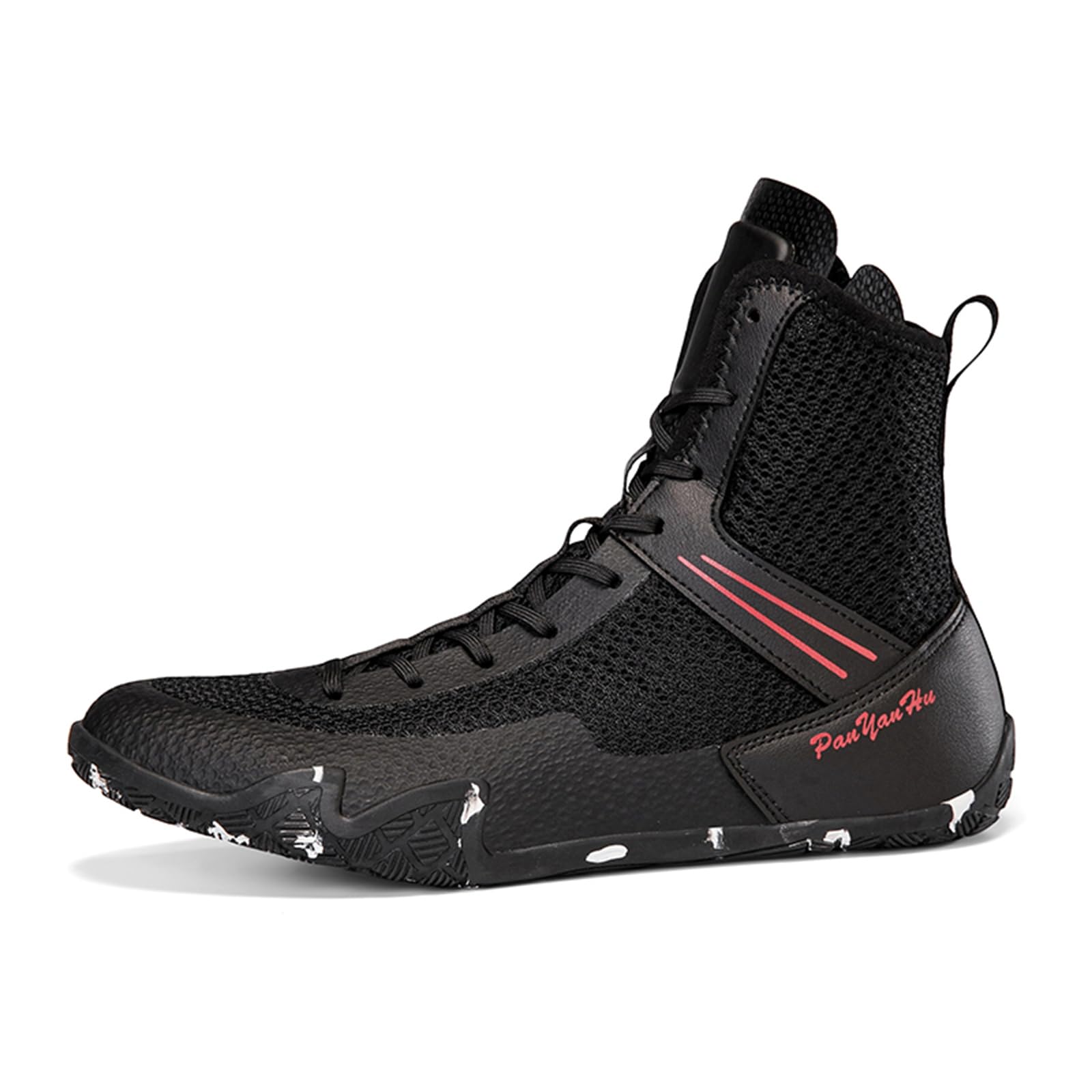 Scarpe Wrestling Uomo Scarpe Boxe Leggere Stivali Sportivi | Alte Mesh Con Lacci Suola Piatta in Gomma Traspiranti Scarpe Da Combattimento Professionali Per Fitness Powerlifting