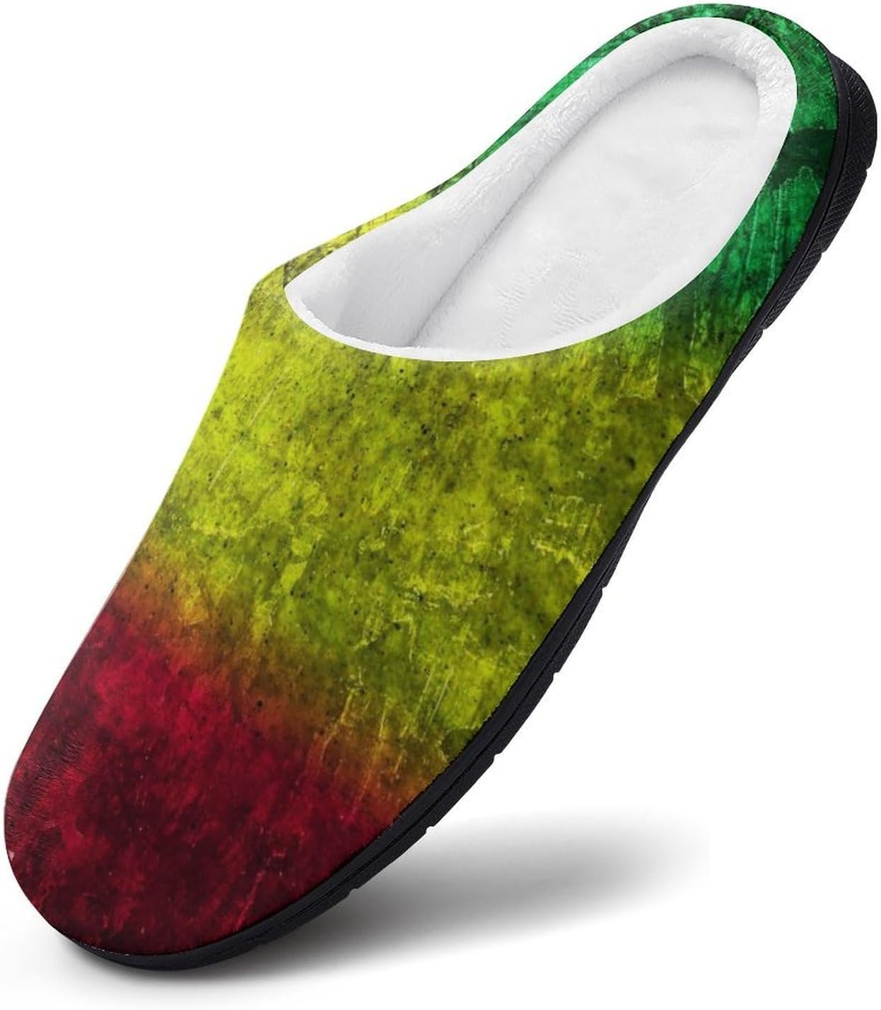 Red Yellow Green Rasta Flag Women's House Slippers Memory Foam Warm Shoes Spa Rubber Sole Indoor Outdoor