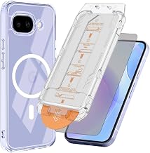 Google Pixel 10a Case, Glass Film, Clear, Transparent, MagSafe Compatible, Thin, Includes 1 x Film + 1 x Case + 1 x Guide Frame, Cover for Pixel 10a, Smartphone Case with Strap Hole