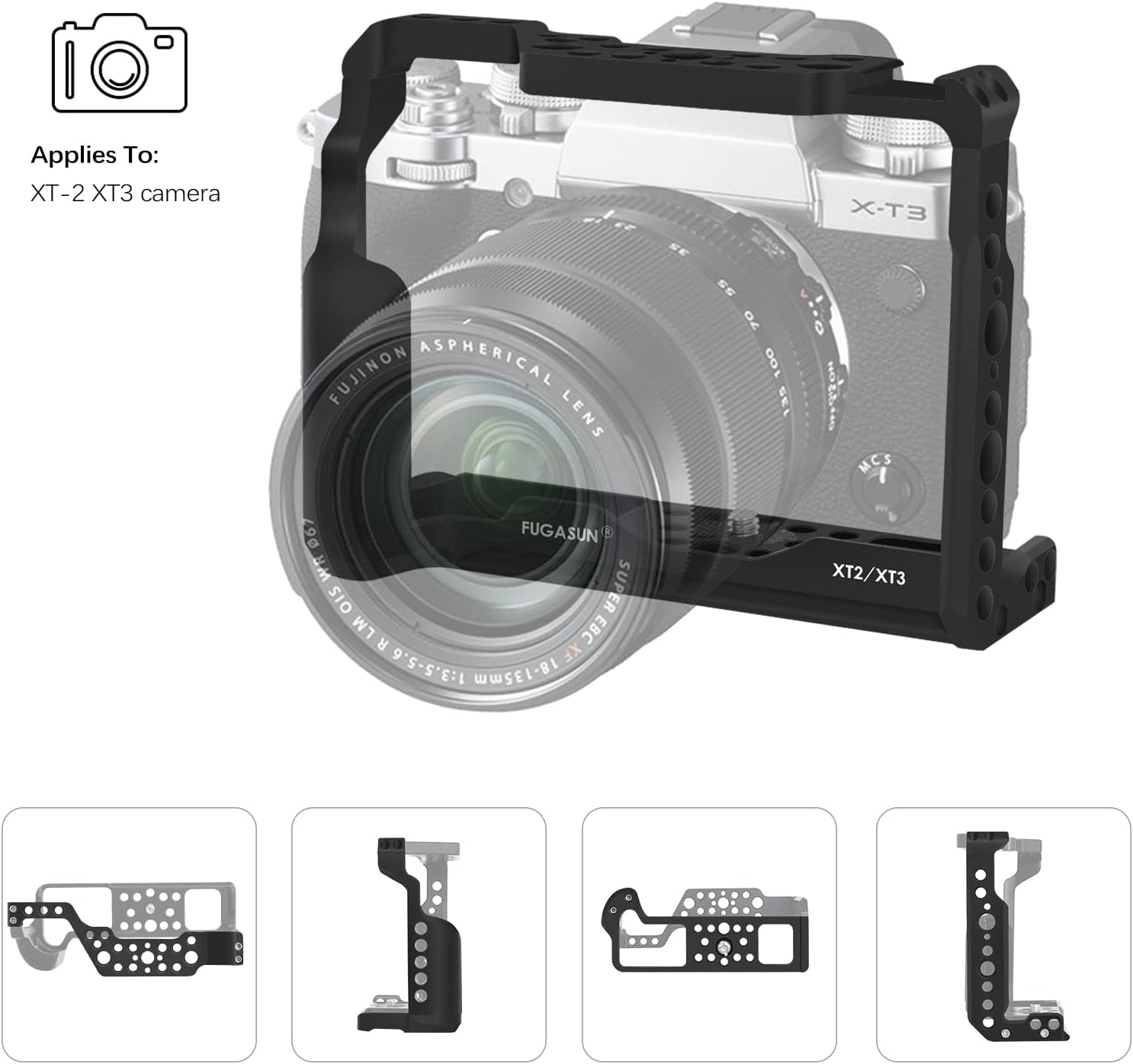XT2 XT3 Camera Cage, Premium Closed Security XT2 XT3 Camera Cage for Fuji X-T2 X-T3 Camera