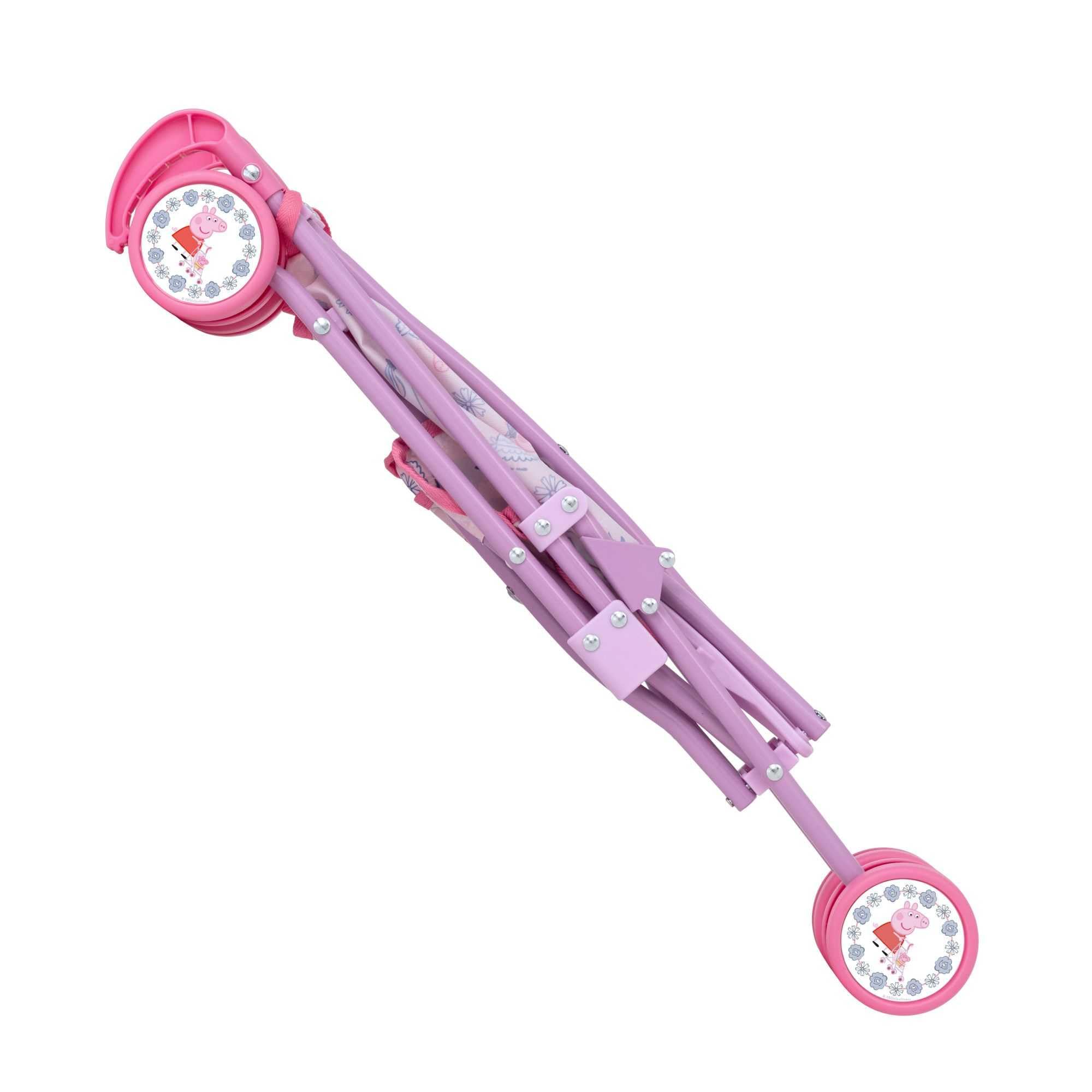 Peppa Pig passeggino giocattolo | Passeggino per bambole in design Peppa Pig rosa e bianco | Passeggino pieghevole | Passeggino per giochi di ruolo | A partire dai 3 anni in su