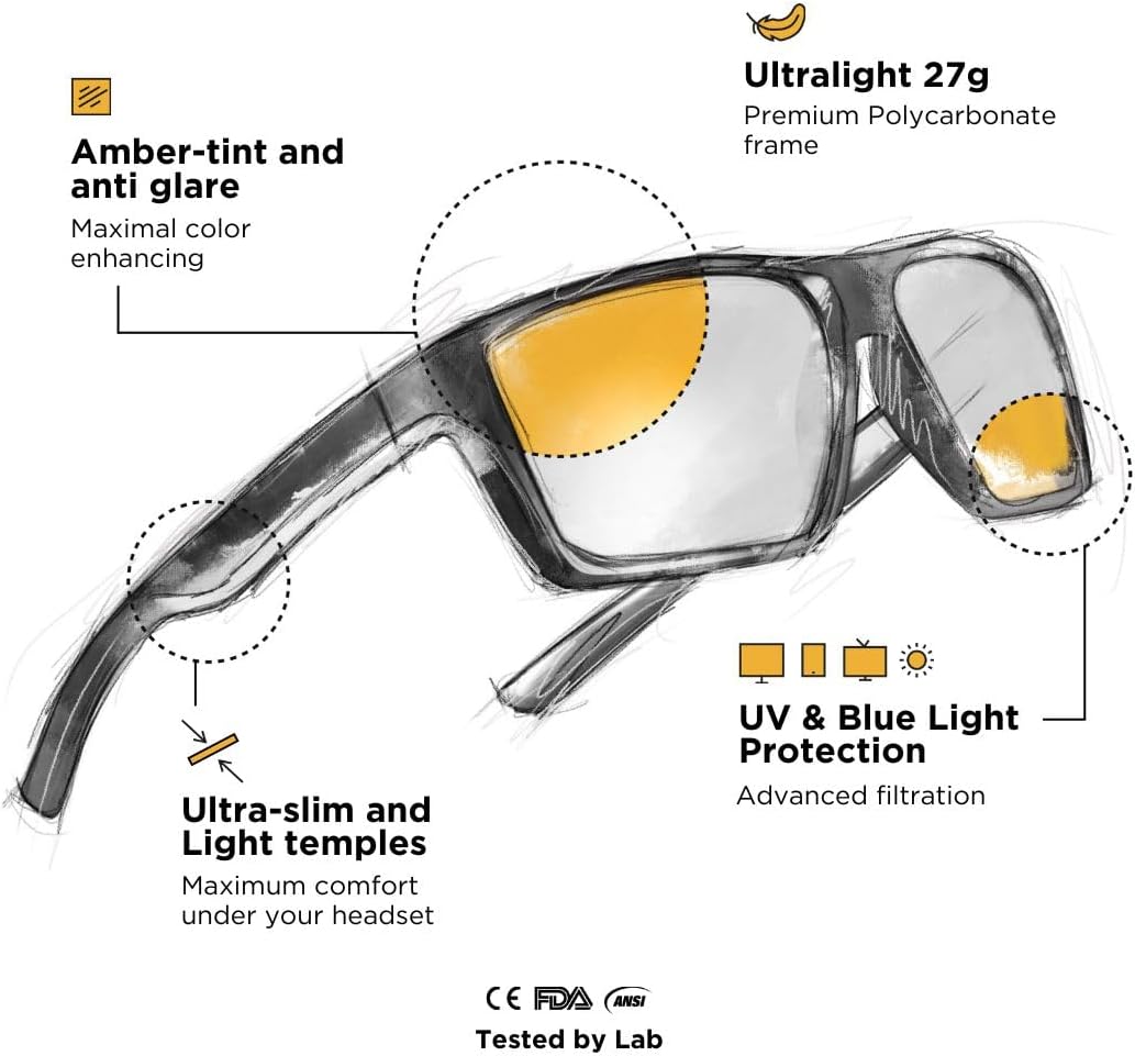 Horus X • Blue Light Glasses Men Women | Blue Light Blocking Glasses for Screen Anti-Fatigue Eye Migraine | Gaming Glasses V3