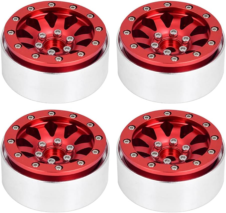 ほとんどの 1/10 RC クローラー用 1.9 インチ 10 穴合金ビードロック ホイールハブ 4 個、放熱設計と取り付けが簡単な