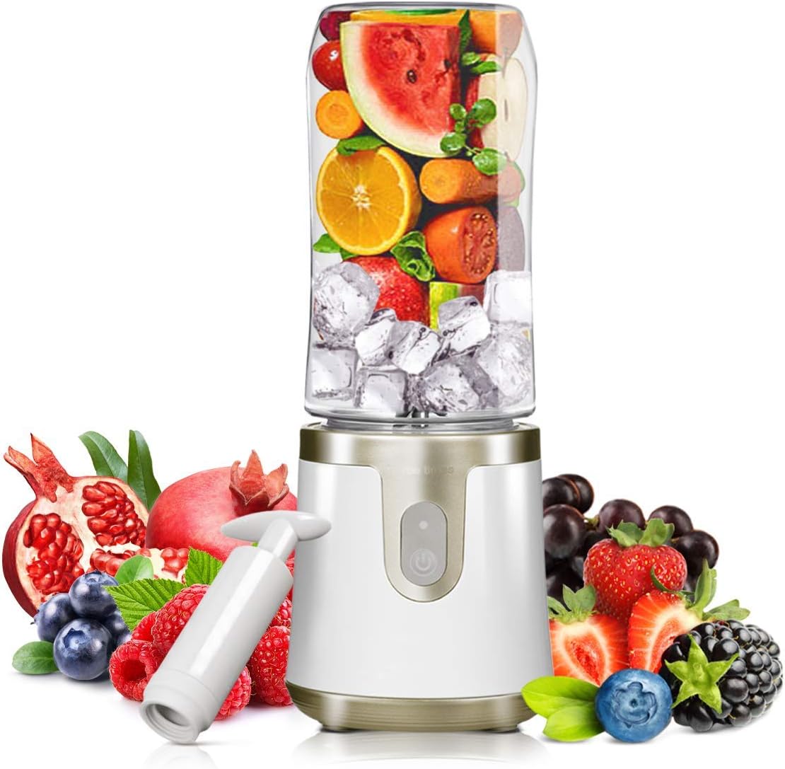 HomeMiYN Portable Blender with Manual Air Pump Anti Oxidant Juice Machine Smoothie Blenders Crush Ice Easily for Home Office Gym Outdoor Travelling