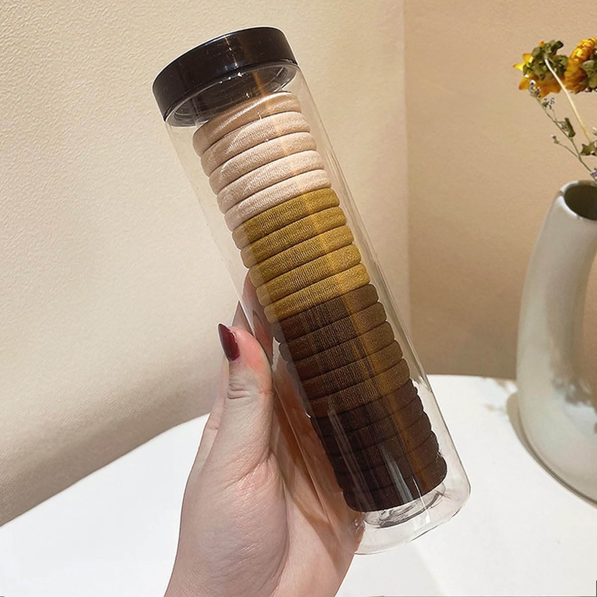 SHD COLLECTIONS Hair Rubber Bands for Women with Storage Box (Pack of 20 Pcs) Seamless Cotton Hair Bands, Colorful Hair Ties Ponytail Holders Hair Accessories