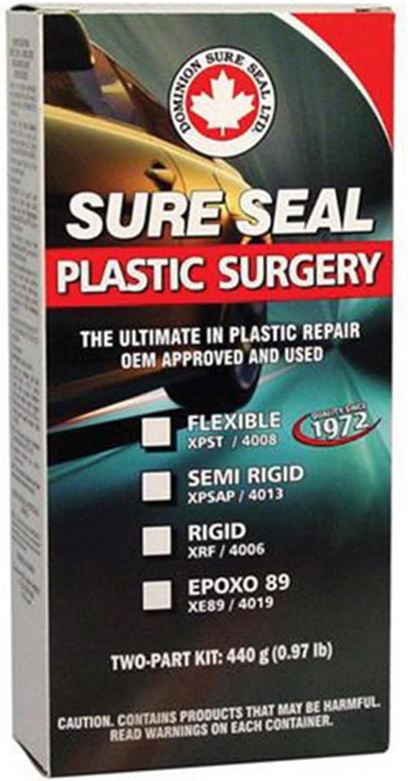 Dominion Sure Seal - Sure Seal Plastic Surgery Flexible Two-Part Kit - The Ultimate in Plastic Repair, OEM Approved & Used - Restoration on Gouges, Tears, Holes, Scratches - 440 g (15.5 oz)