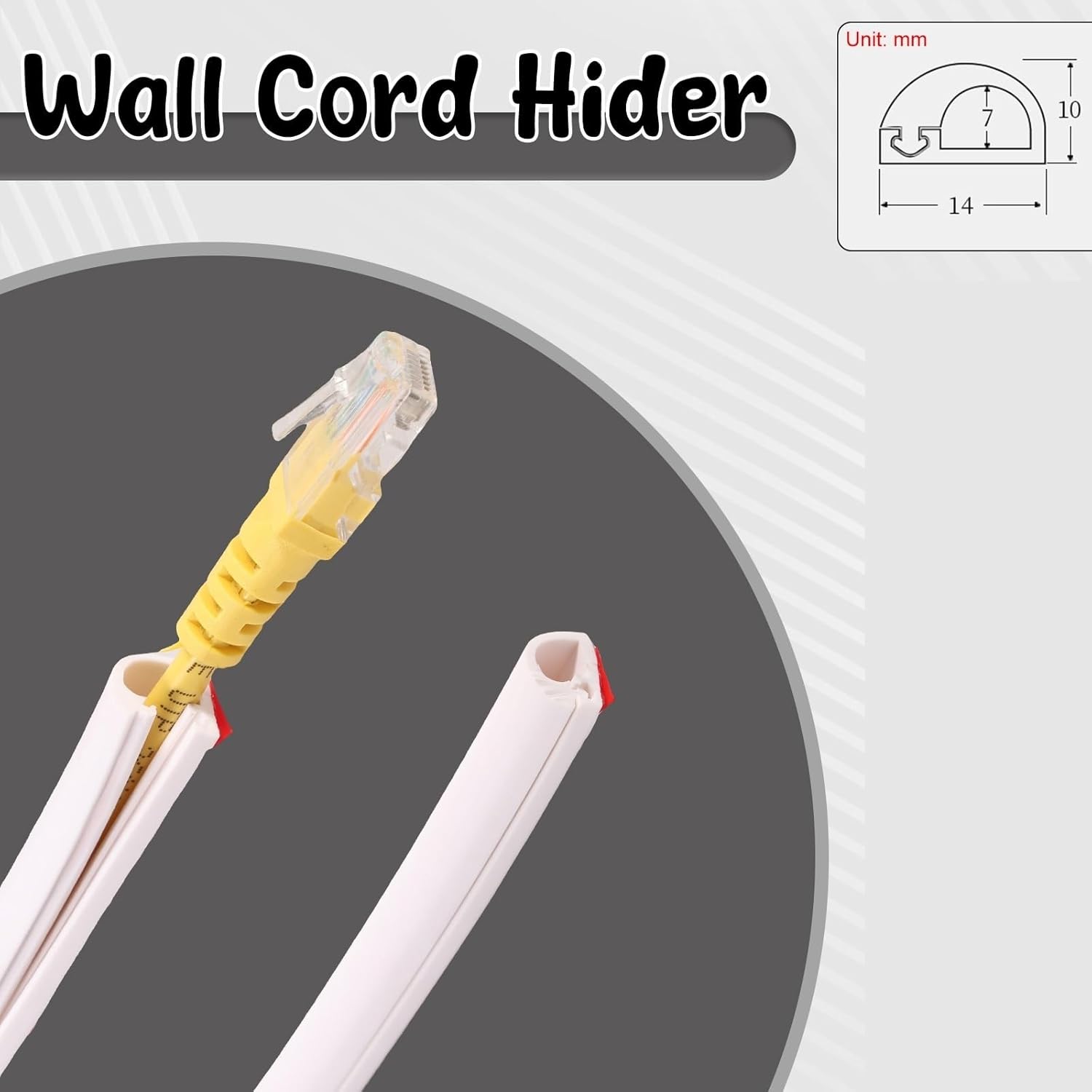 5/8m Floor Cord Cover for Extension Cords Self Adhesive Flexible Cable Hider Cover Wire Protector(8M)