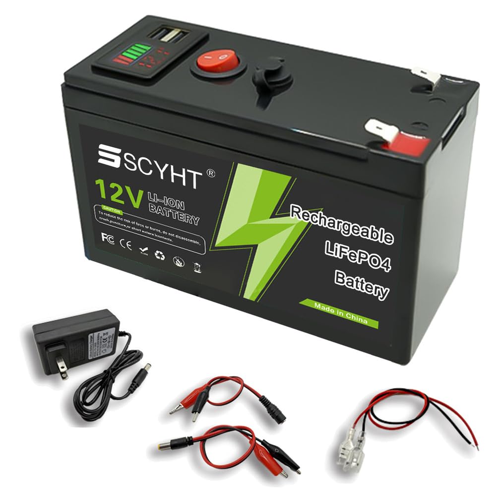 Batteria al litio 12V 12Ah 15Ah Batteria LiFePO4 10Ah Batterie rimovibili 12V Batterie agli ioni di litio per pannelli solari per motori inferiori a 180W con porta USB,12v15ah