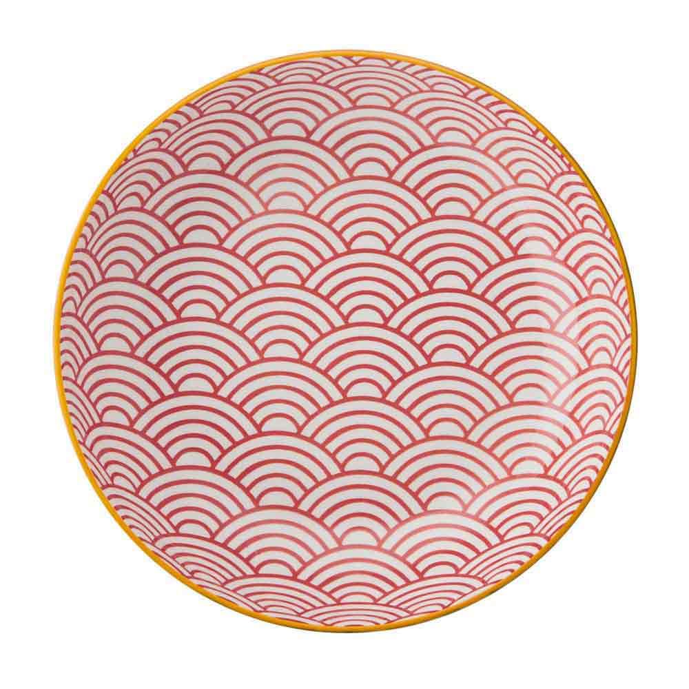 Steingut-Schale in Blau mit Bogenmuster von Mikasa, 21 cm