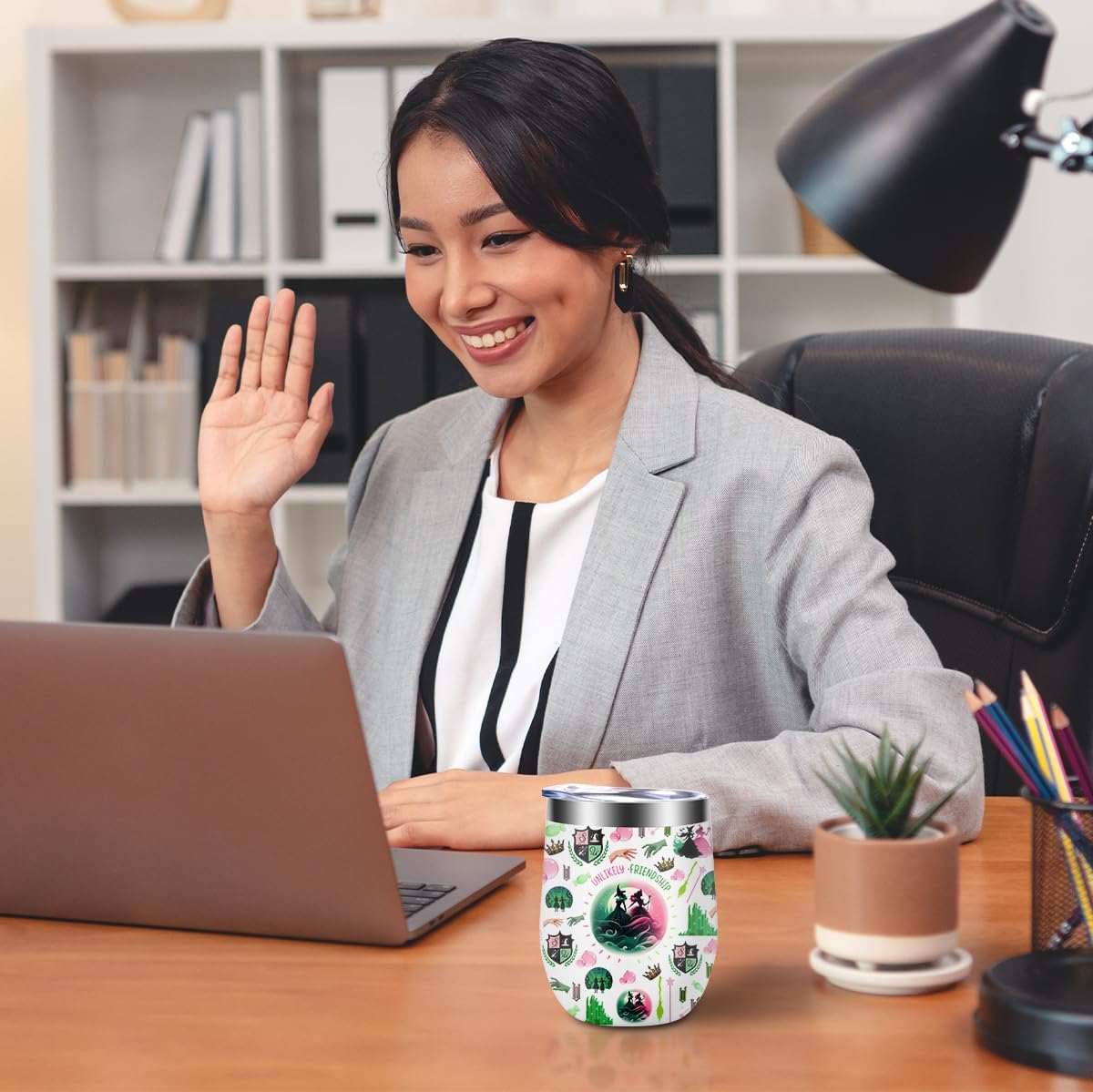 Witch Merch, Broadway Musical, Witch Gifts for Girls, Women, Elphaba And Glinda Fans, Movie Lovers, Witch Merchandise, Unlikely Friendships, 12 oz Stainless Steel Coffee Wine Tumbler Cup with Lid - Image 7