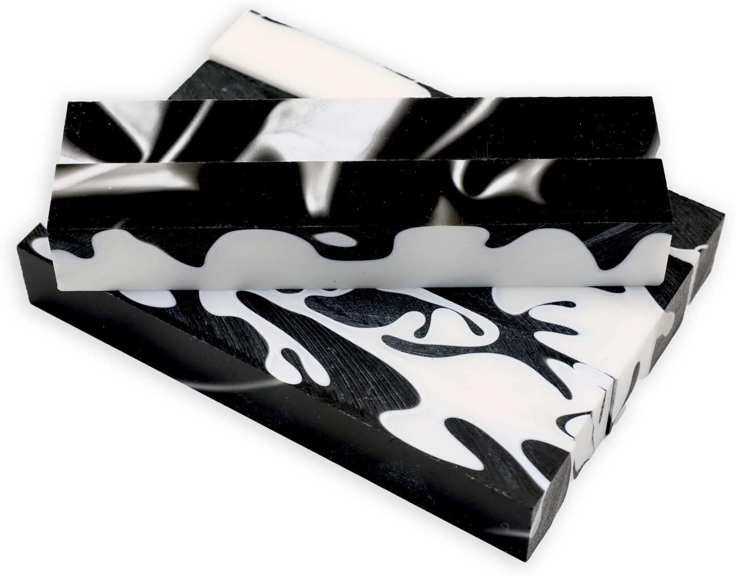 Legacy Woodturning, Acrylic Pen Blank, White and Black Swirl, 5" x 3/4" x 3/4", 7 Pack