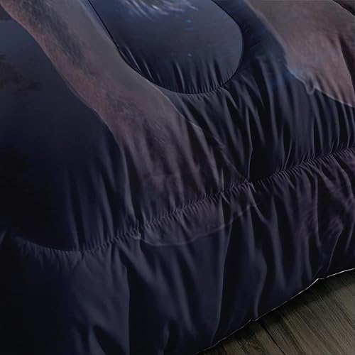 Miniatura 4 de AILONEN Juego de edredón de lobo, tamaño Queen, juego de ropa de cama de lobos para exteriores, con luna roja, para parejas, para niños y niñas,