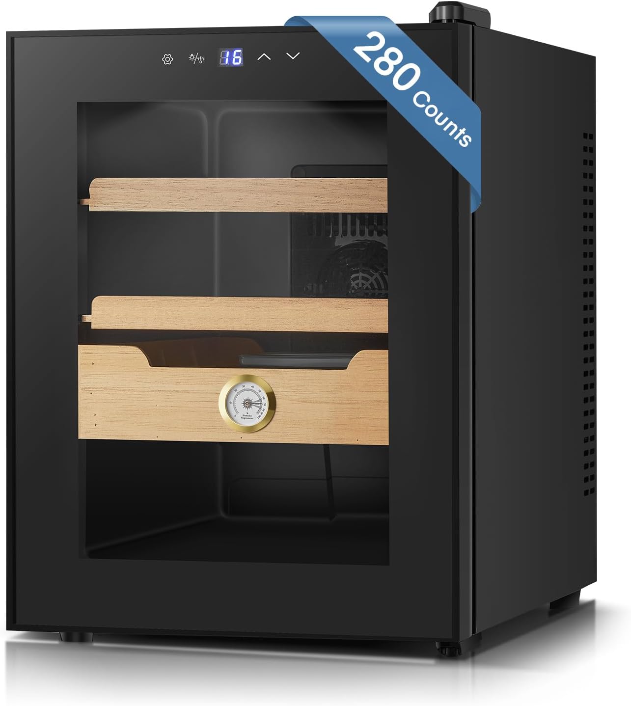 FOHERE Cooler Cabinet Electric 33L, Upgrade Cooler Cabinet with Temperature Control, Spanish Cedar Shelves, Gift for Business Partner