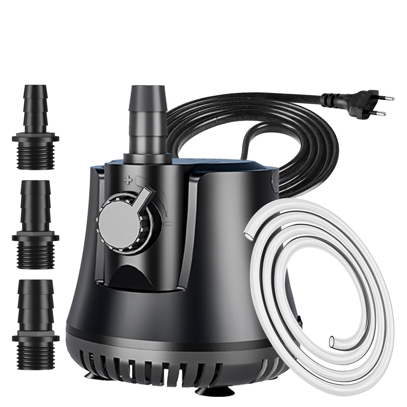 Aquarium Pumpe 25W 1500L/H Tauchpumpe Ultra-Leise Mini Teichpumpe Springbrunnenpumpe mit Einstellbarem Schalter und 1.5m Kabel, 2 Düsen wasserpumpe für Teich, Aquarien, Hydrokultur, Brunnen