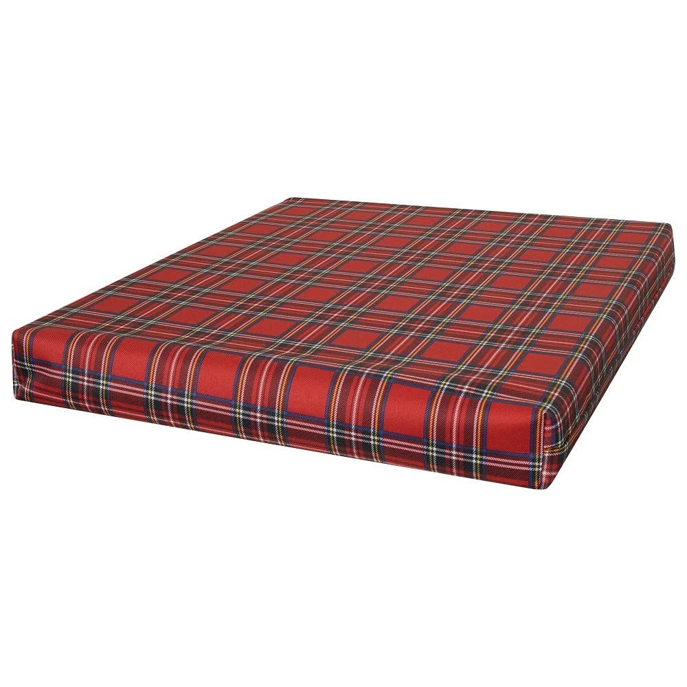 zumzams Seat Pad Waterproof Cushion Pad Indoor & Outdoor Garden Rattan Furniture Foam Pad with Removable Zipper Cover (Red Check, 35x40x7.5cm (14x16 x3))