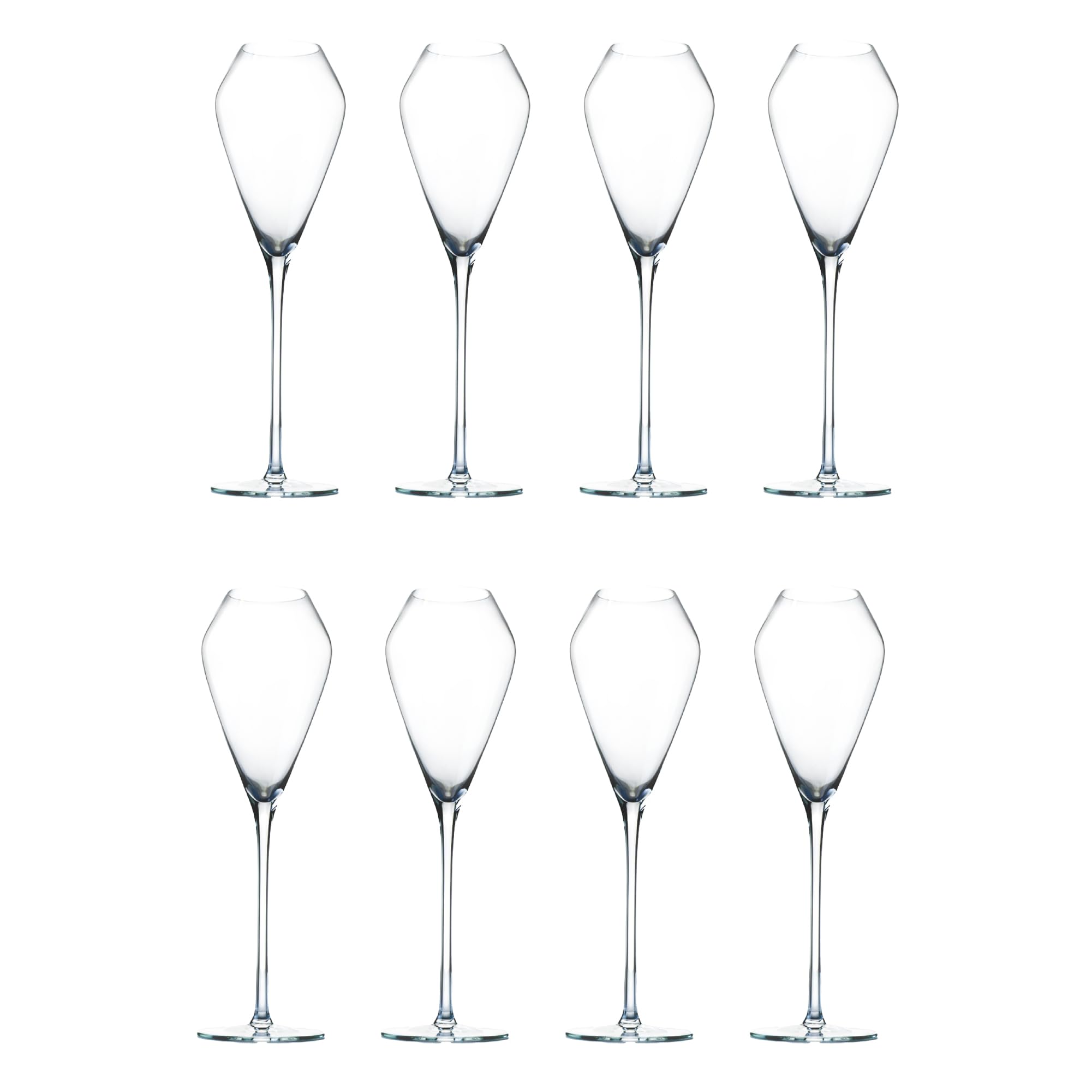 Katie Jayne Signature 285ml 'Tulip' Champagne Flutes Set of 8 (2 Boxes) | Mouth-Blown Glassware Set for Prosecco & Cocktails | Flute Glasses for Weddings & Home Bars | Gift-Boxed Drinking Glasses