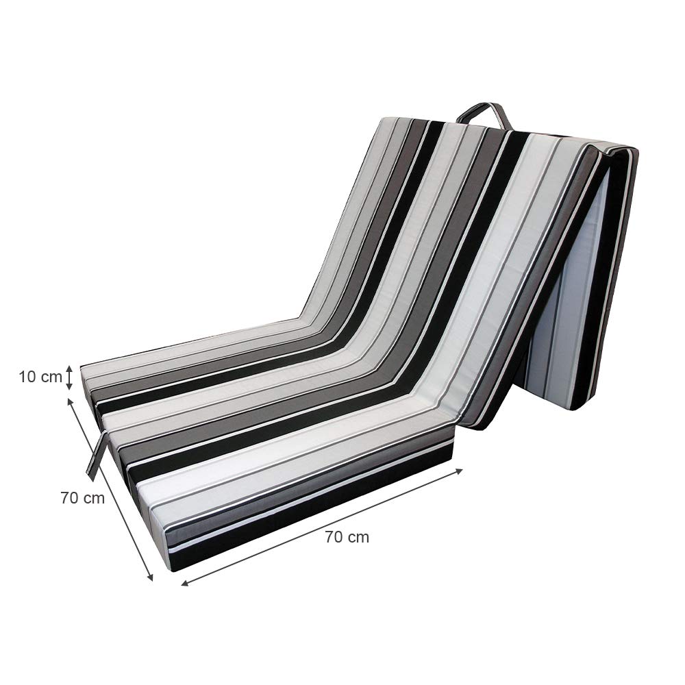 VitaliSpa Colchón Plegable, Negro, 190 x 70 cm, Plegable con Asas de Transporte para Opciones de Uso Flexibles