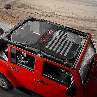 RT-TCZ Sunshade Mesh Shade Top Cover US Flag Durable Sun Shade for Jeep