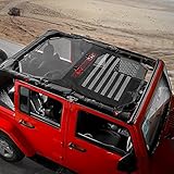 RT-TCZ Sunshade Mesh Shade Top Cover US Flag Durable Sun Shade for Jeep Wrangler 2007-2017 JK JKU 4...