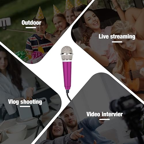 Miniatura 5 de Minimicrófono de karaoke, minimicrófono para grabación de voz, portátil, para cantar, grabar