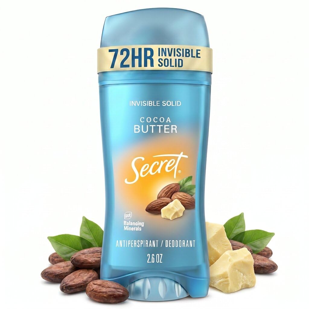 Fresh Antiperspirant Deodorant for Women, 72hr Breathable Sweat & Odor Protection, Instant Freshness & Gentle, PH Balancing Minerals, Invisible Solid, Cocoa Butter Scent, 2.6 oz