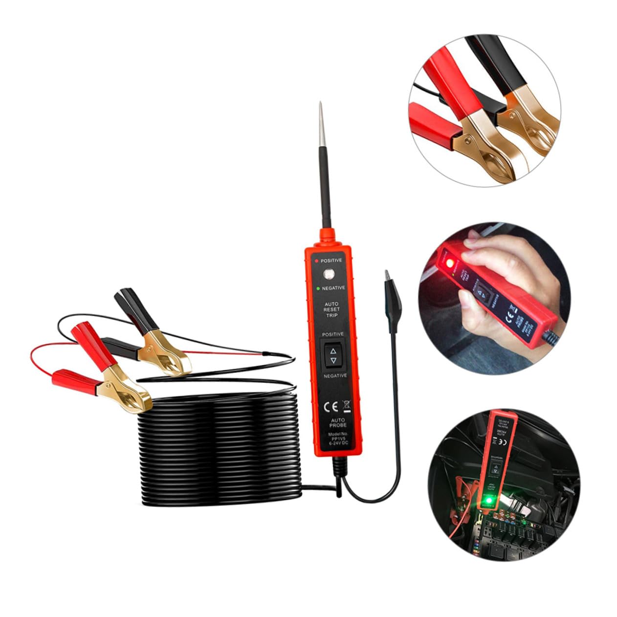 Probador de Circuitos de Automóviles Comprobador Eléctrico 12 V con Clip Positivo y Negativo Diagnóstico de Sistemas Eléctricos Automotriz Herramienta Profesional