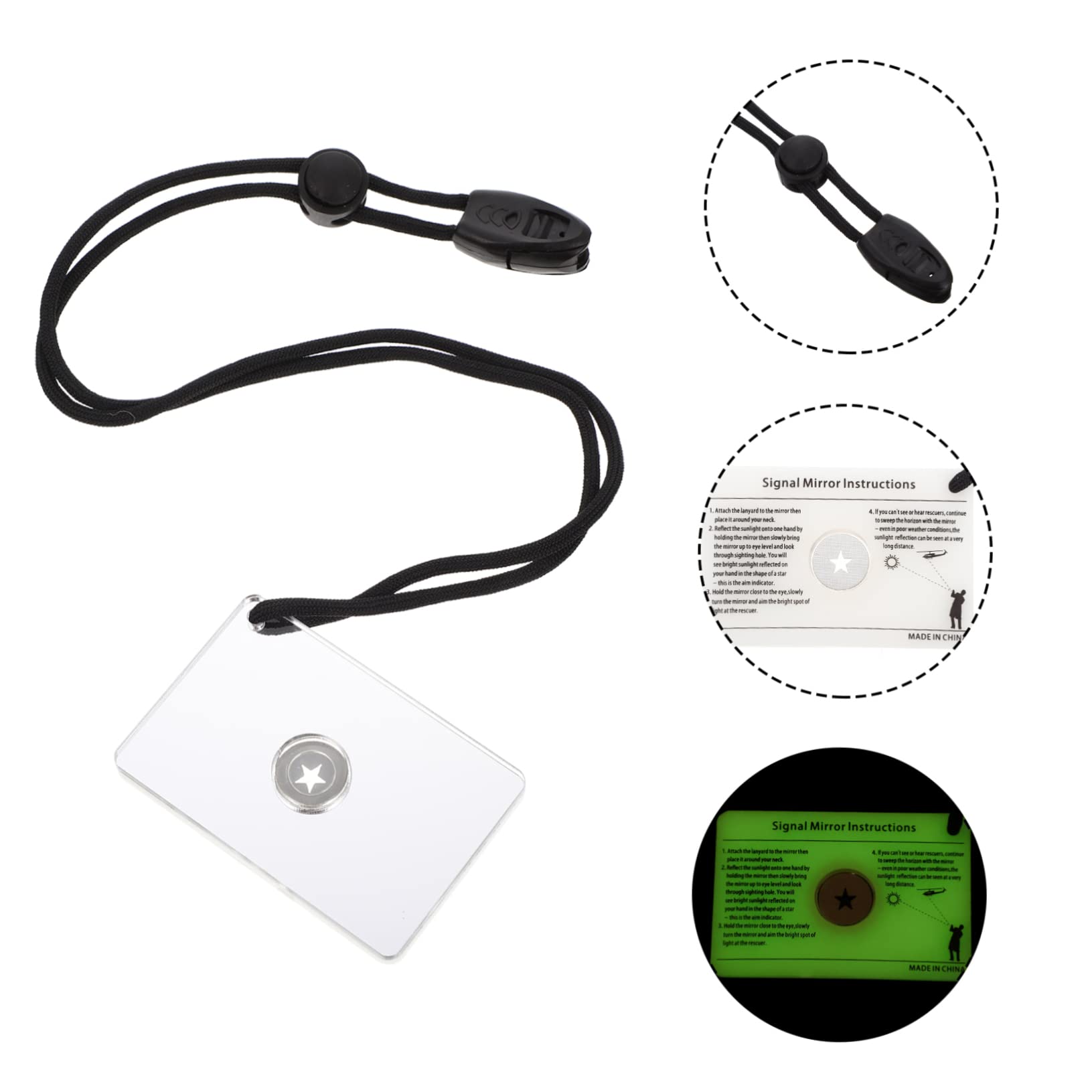 Toddmomy Überlebenssignalspiegel Multifunktionaler Camping Reflektionsspiegel Hochwertigem Tragbar mit Lanyard für Outdoor und Präzise Signalübertragung