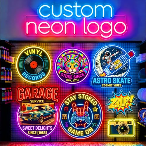 OPBYWE Custom Business Logo Neon Signs, Personalized LED Light Sign with Image Upload for...