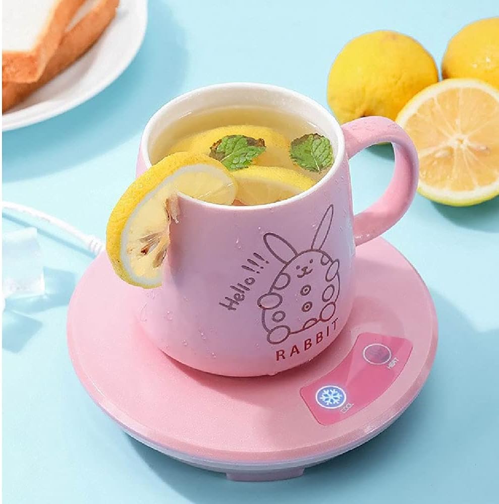 USB Cup Heater Cooler Plate Cup Warmer and Colder Beverage Mug Mat Office Tea Coffee Heater Pad for Coffee Tea Cola Cans Drinks (Pink)