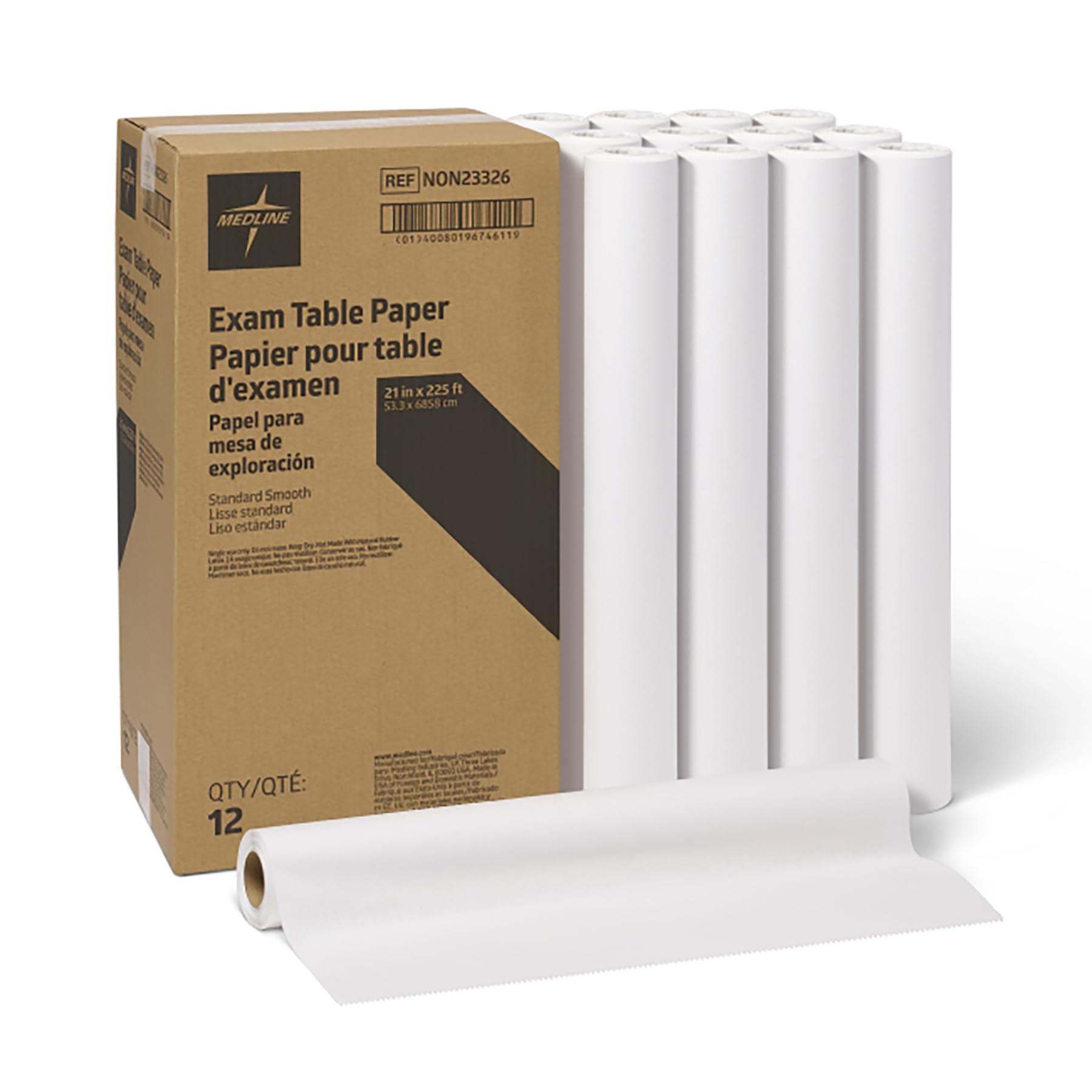 Medline Medical Exam Table Paper, Smooth Table Paper, 21 inches x 225 feet, Case of 12 Rolls