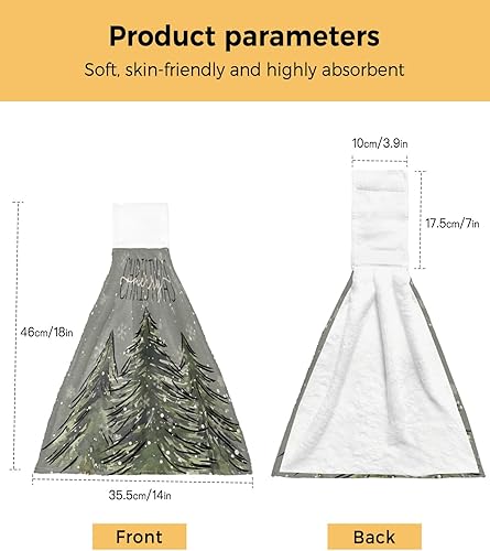 Miniatura 9 de ALAGEO Christmas Kitchen Towels Snowman Bird Snowflake Hanging Kitchen Towels with Loop Pink Hanging Dish Towels Christmas Hand Tie Towels Set 2 Tea