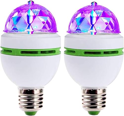 Lámpara de bola LED, 2 piezas 3W E27 LED RGB cristal giratorio bombilla de escenario de voz luz de escenario giratoria automática (2 piezas)