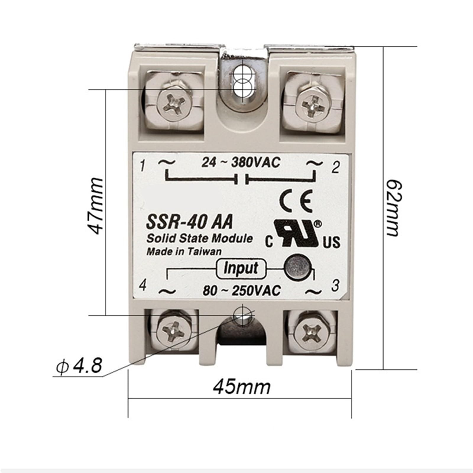 1Pcs Solid State Relay SSR-10DD SSR-25DD SSR-40DD SSR-60DD 60A 75A 100A 3-32V to 25-220 SSR 60DD 75DD 100DD(10DD)