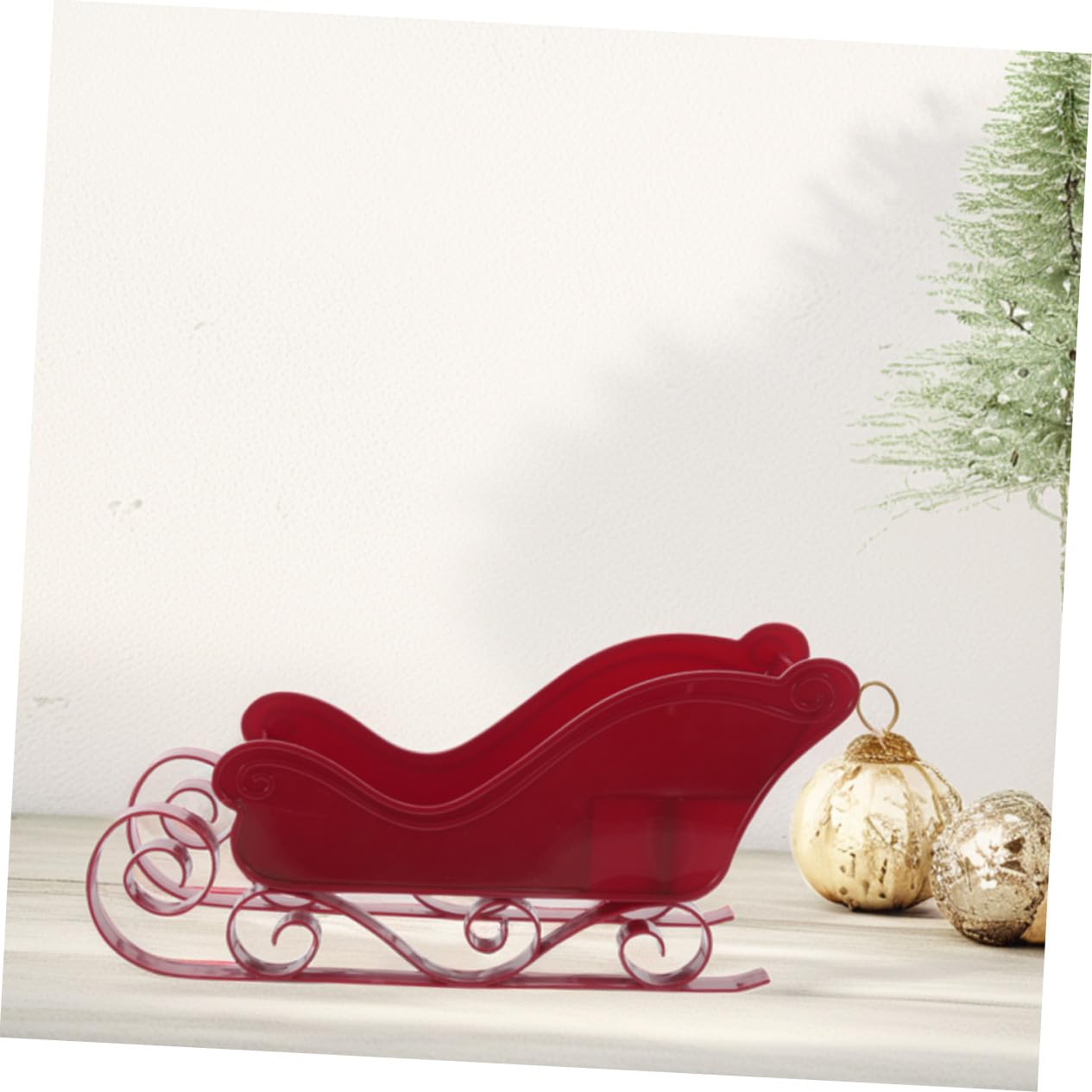 SOLUSTRE 2 Stück Rote Metall Santa Schlitten Dekoration Detaillierter Weihnachts Schlitten als Tisch Deko und Candy Dish Robuste Weihnachtsdeko für Zuhause Büro Vielseitige Festliche