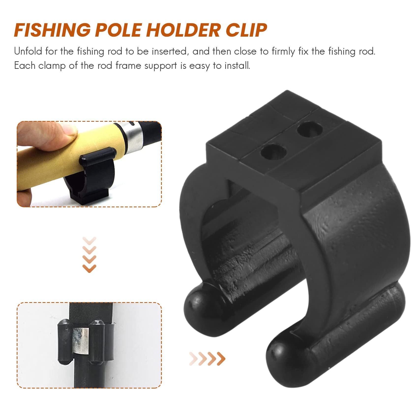 Jkjhbhged 20 Pcs Fishing Pole Rod Holder Clips Black 16Mm Inside Dia Fishing Rod Storage Clips