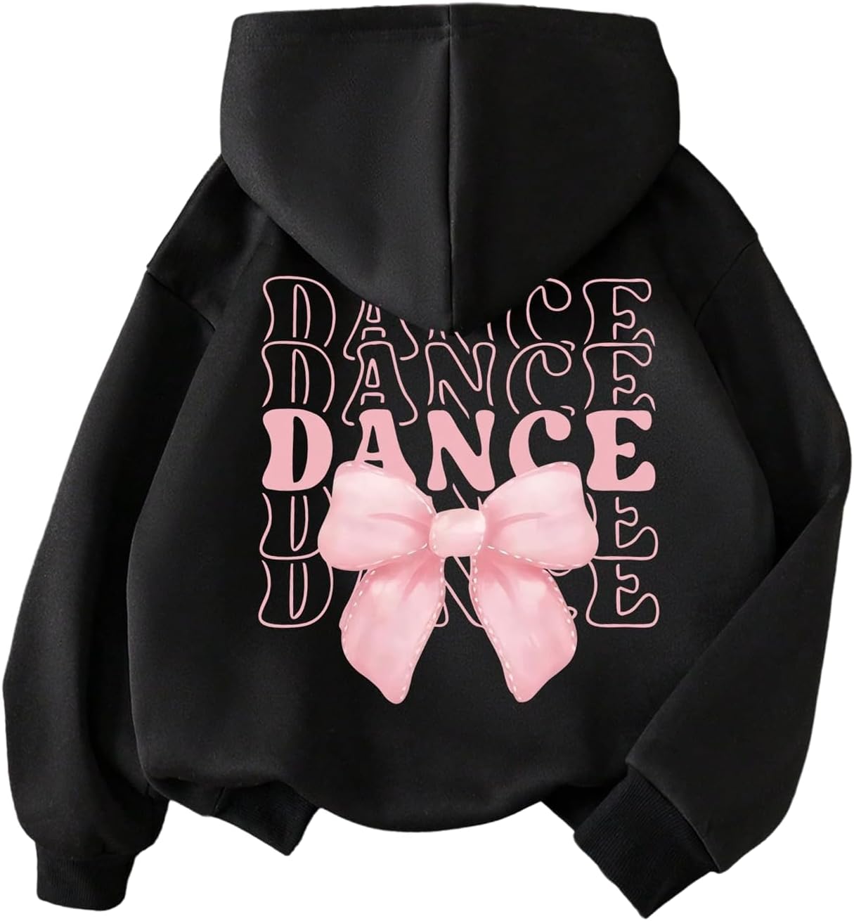 GORGLITTER Girl's Bow Hoodies Fall Long Sleeve Letter Graphic Print Cute Preppy Coquette Pullover Hooded Sweatshirts