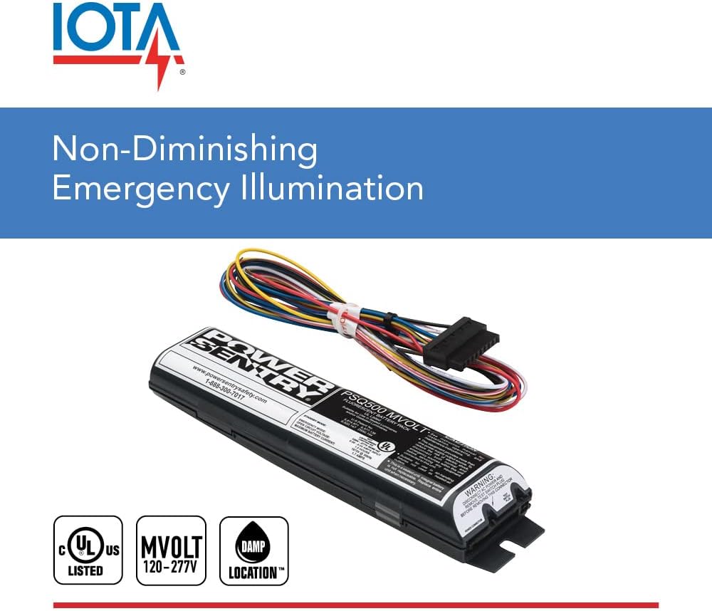 Power Sentry Emergency Battery Back Up, Long Compact and T8 Compatible Fluorescent Ballast with 550 Lumen Output, 90 Minute Emergency Operation, UL Listed (PSQ500QD MVOLT M12)