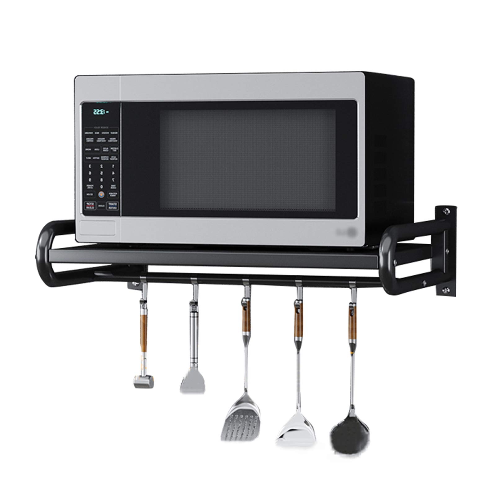 Étagère de cuisine murale ondulée inox suspendue avec crochets amovibles