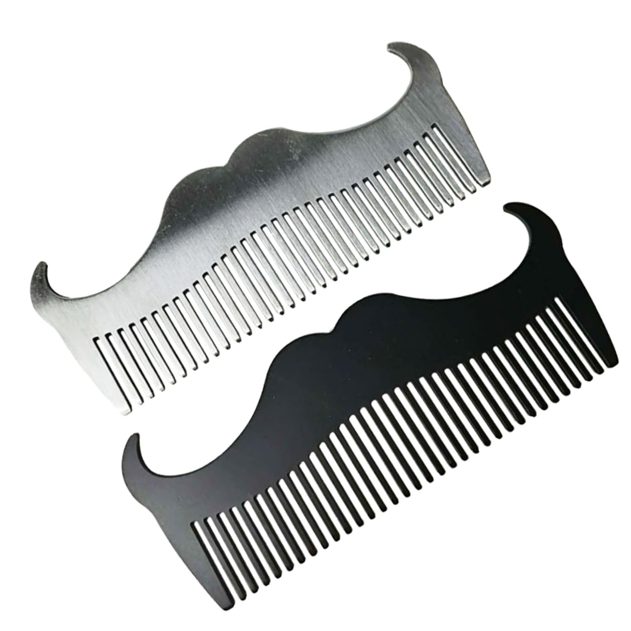 Mikinona 2pcs Men's Stainless Steel Goatee Comb Styling Beard Brush for Hairdressing Barber Accessories